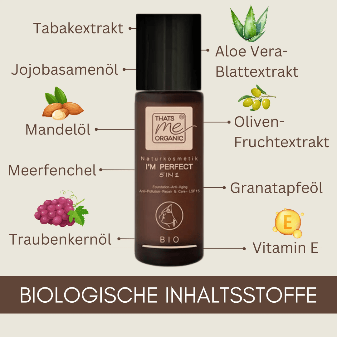 Fondotinta in crema BIO I'M PERFECT 5in1 - 30 ml vegano senza biossido di titanio 