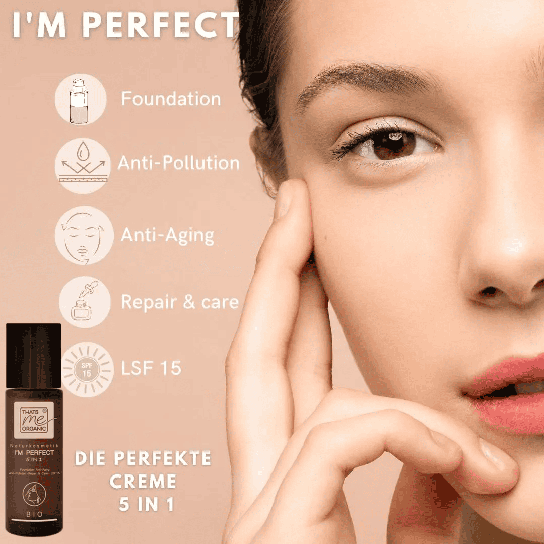 Fondotinta in crema BIO I'M PERFECT 5in1 - 30 ml vegano senza biossido di titanio 