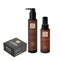 Drei braune Flaschen mit Haar- und Körperpflegeprodukten von Thats me Organic®, darunter Aloe Vera Shampoo zur sanften Pflege der Kopfhaut, sowie eine Schachtel mit der Aufschrift Hair Shampoo, alle auf weißem Hintergrund abgebildet.