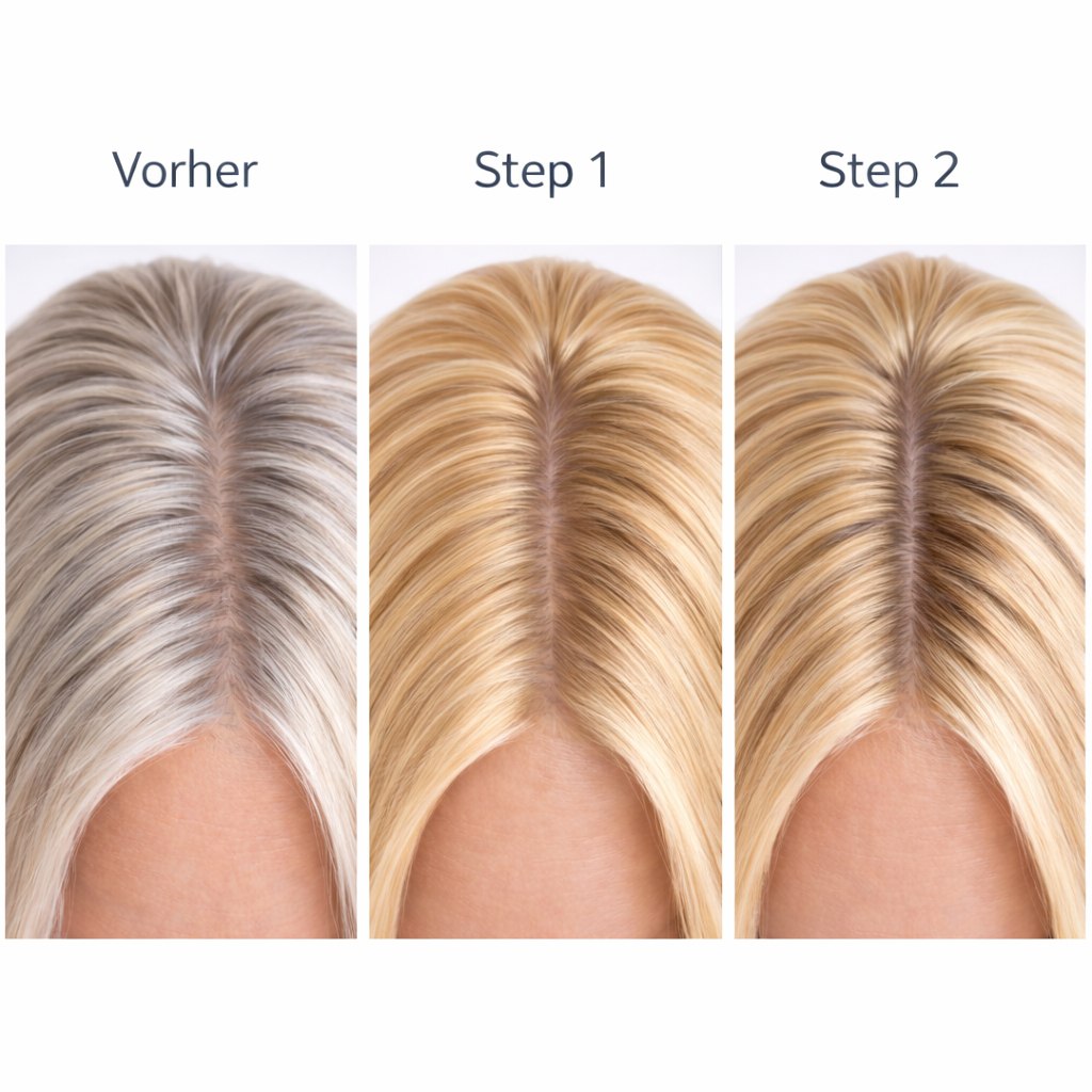 Profi-Pflanzenhaarfarbe kühles Hell-Blond "cool light blond in 2-Steps" 2x 90g Nachfüllpacks