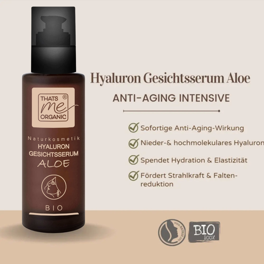 BIO-Hyaluron-Gesichtsserum Aloe - Anti Aging - glättend + straffend 30ml vegan
