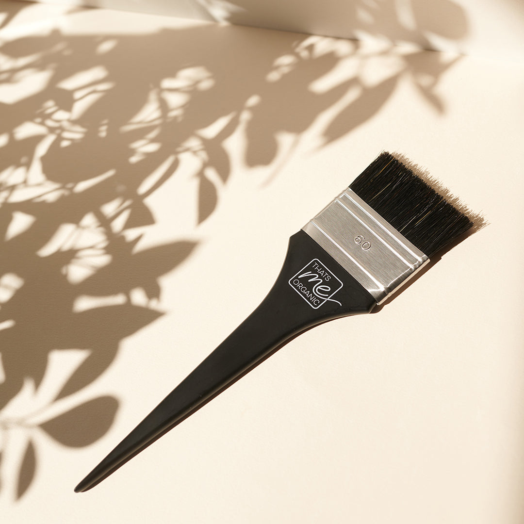 Ergonomic wooden dye brush for herbal hair color 60mm wood/stainless steel, black boar bristle
