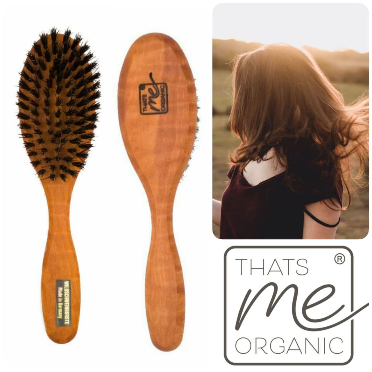 Professional hairbrush “The Slim One” made of pear wood and wild boar bristles