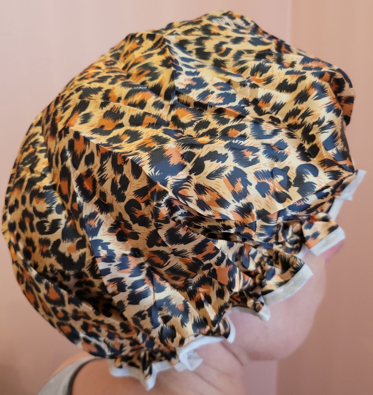 Extra large professional cap for herbal hair color &amp; plopping with the Curly Girl method | Model "Tiger Lilly"